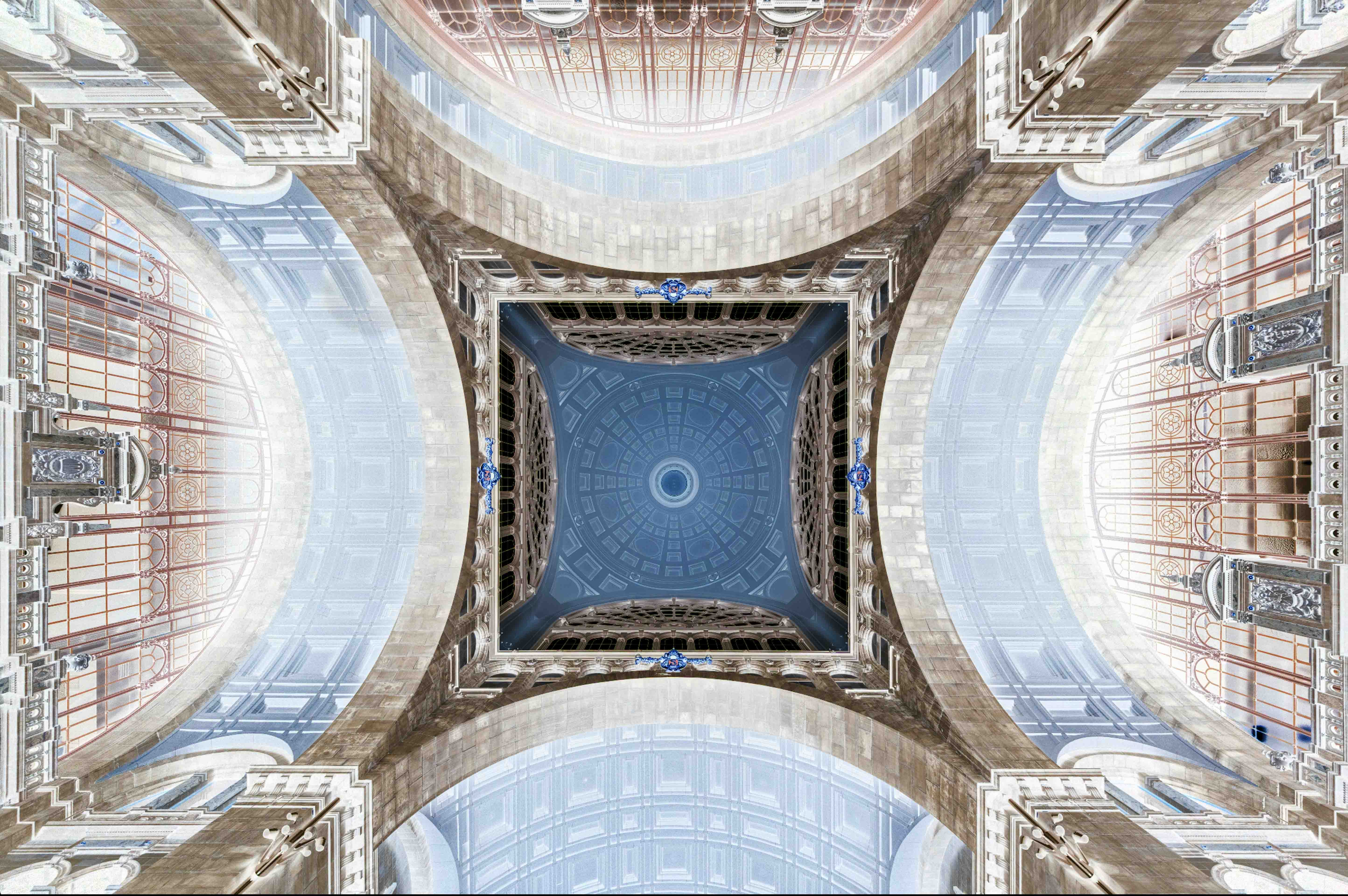 The vaulted iron-and-glass ceiling of Antwerp Central Station, Belgium — one of Europe's most beautiful railway stations