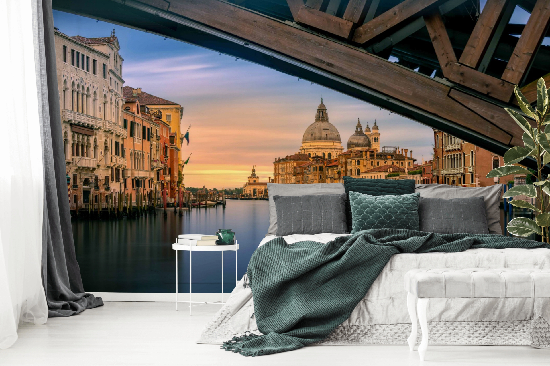 Fine art print installed as a Venice canal mural — KeeneFine.Art