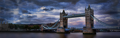 travel photograph of a Stormy Evening over the River Thames and London's iconic Tower Bridge